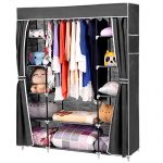 homdox 66inch portable wardrobe metal+fabric closet organizer storage with  cover and side YCKQUSX