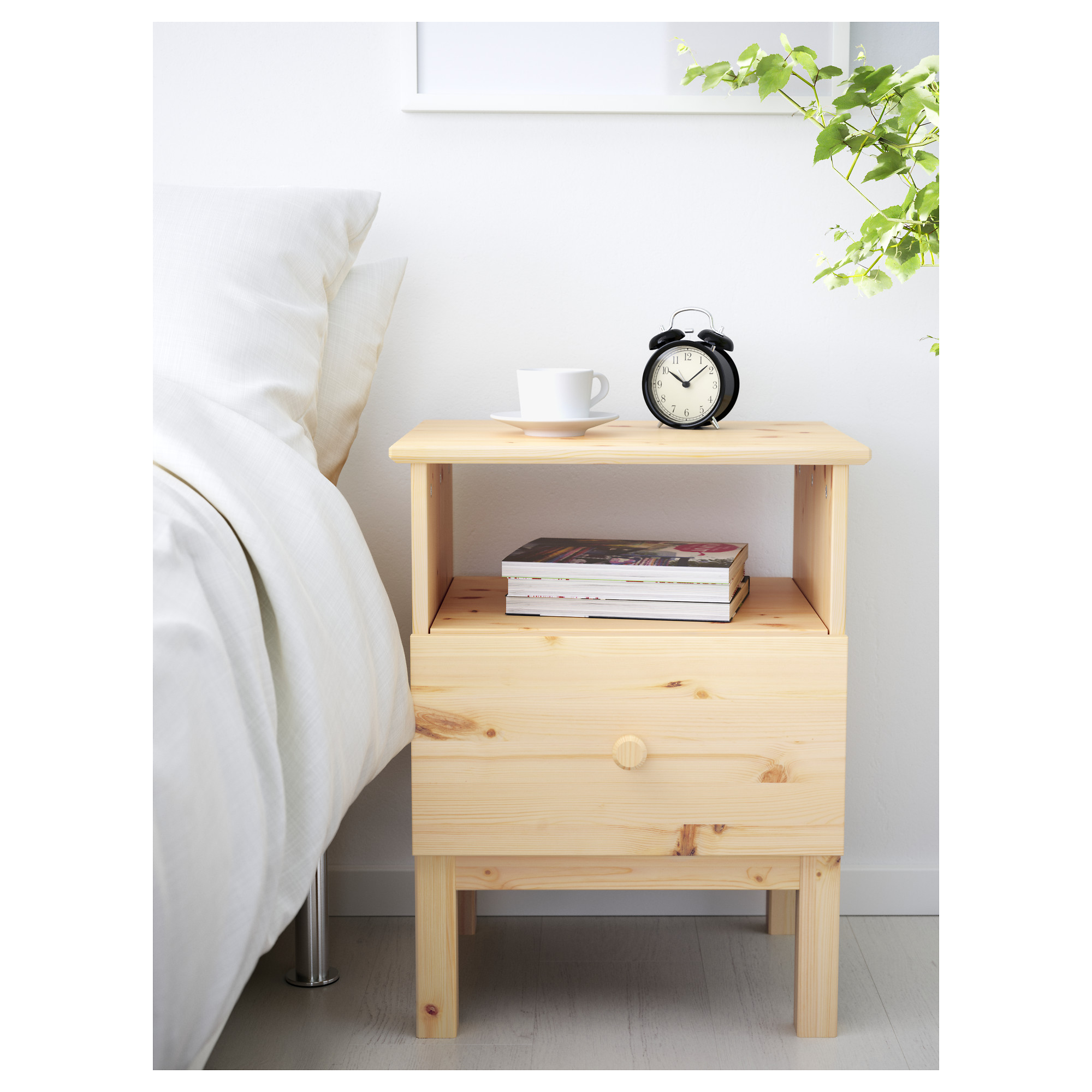 ikea tarva bedside table made of solid wood, which is a hardwearing IJBDHAA