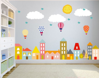 kids wall decals city wall decals, nursery wall decal, wall decals nursery, baby wall decal, HJXFVUJ