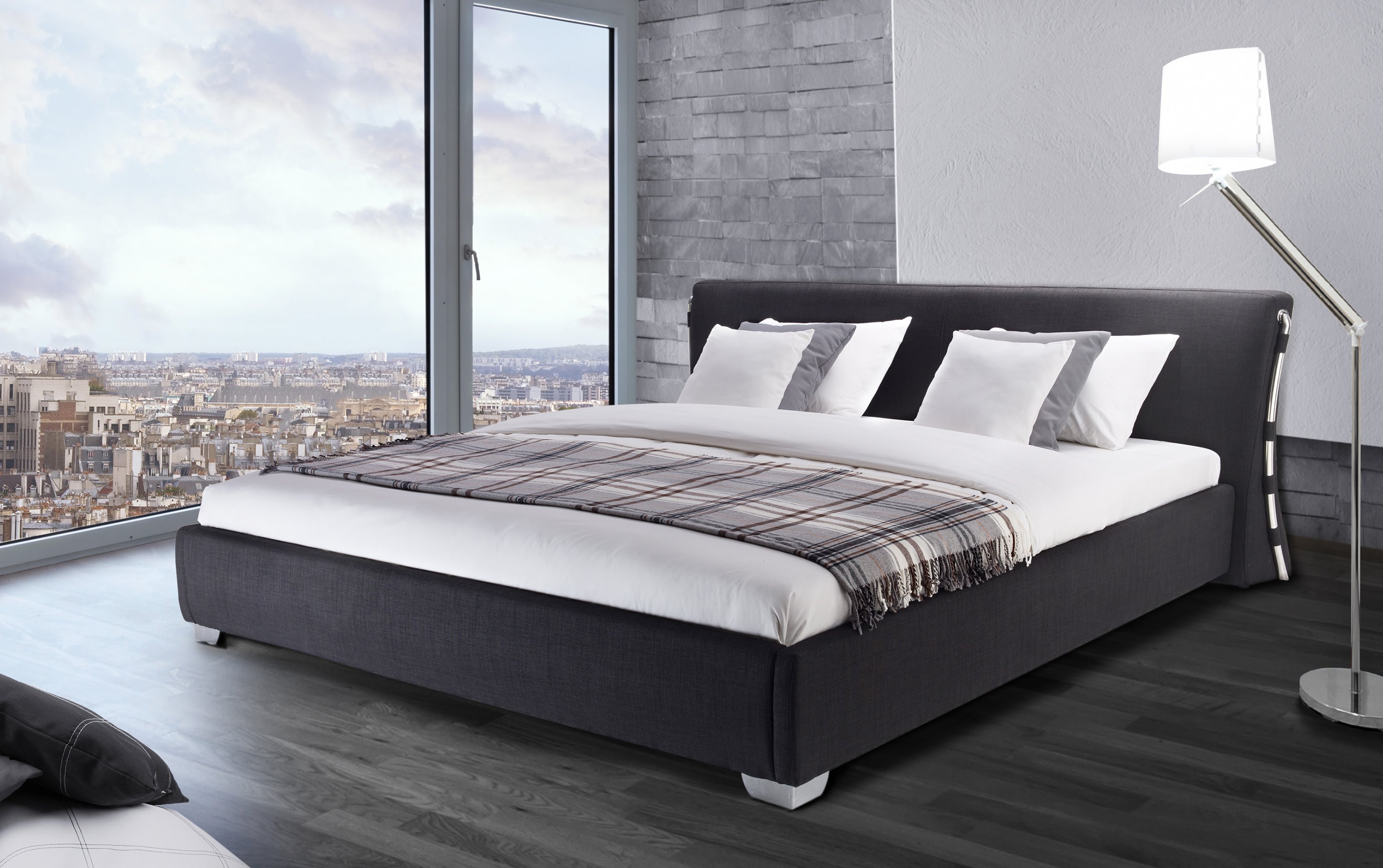 king size bed beliani water bed - super king size - full set - paris black-anthracite RSUJNPX