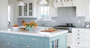 kitchen backsplash ideas blue island livening up the grey subway tile backsplash and white cabinetry RYXPVSY