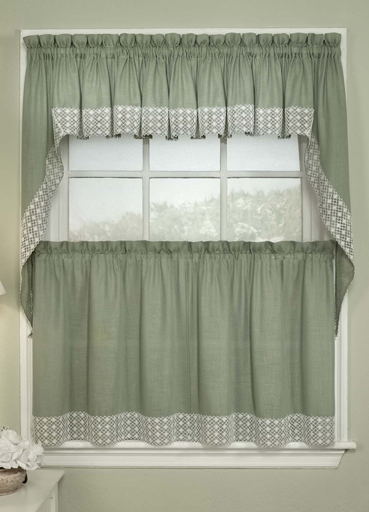 kitchen curtain salem curtains - sage RPSFGFP