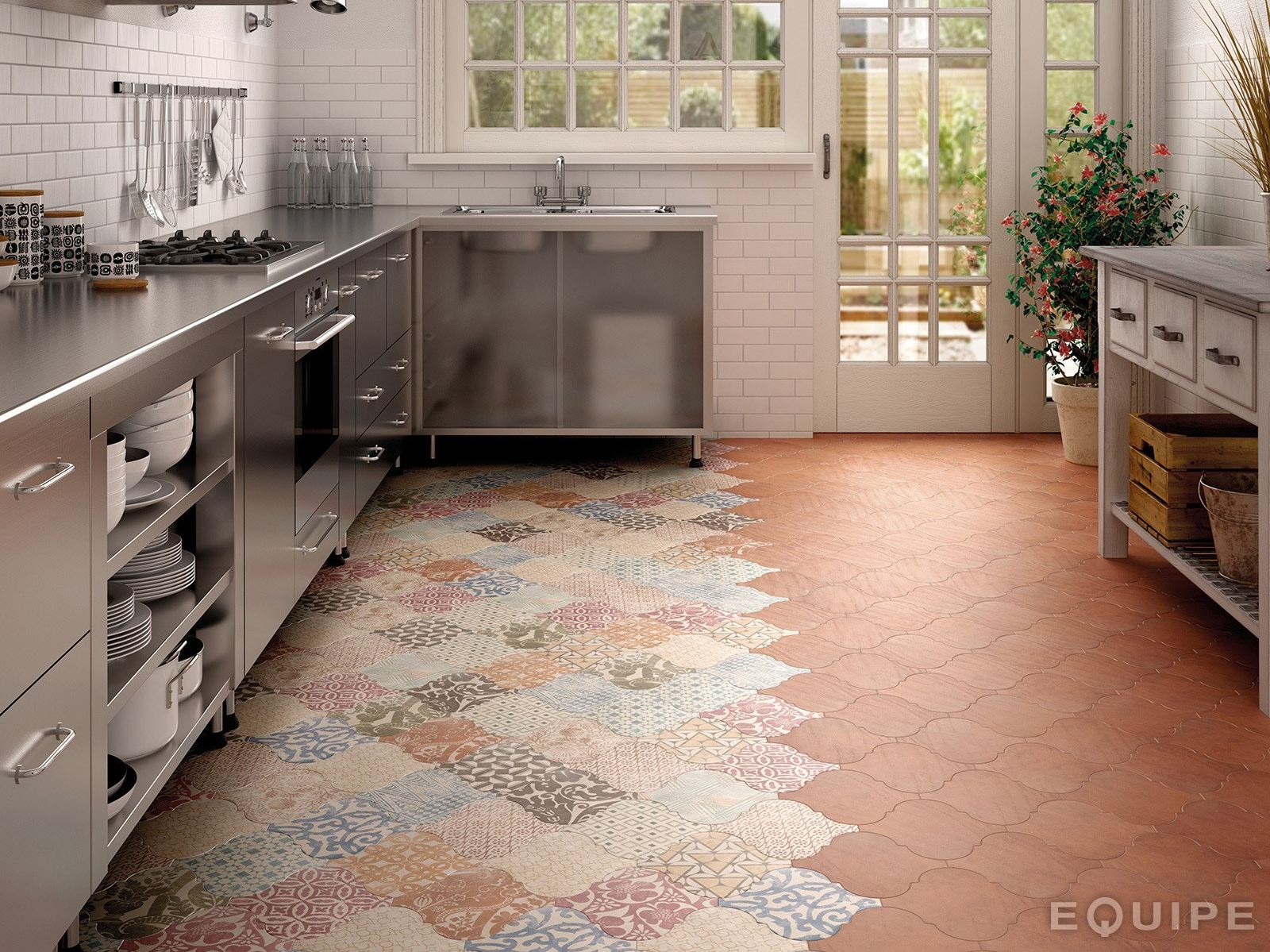 kitchen floor tile ... view in gallery arabesque tile kitchen floor patchwork equipe 4jpg  amazing VTSQAJM