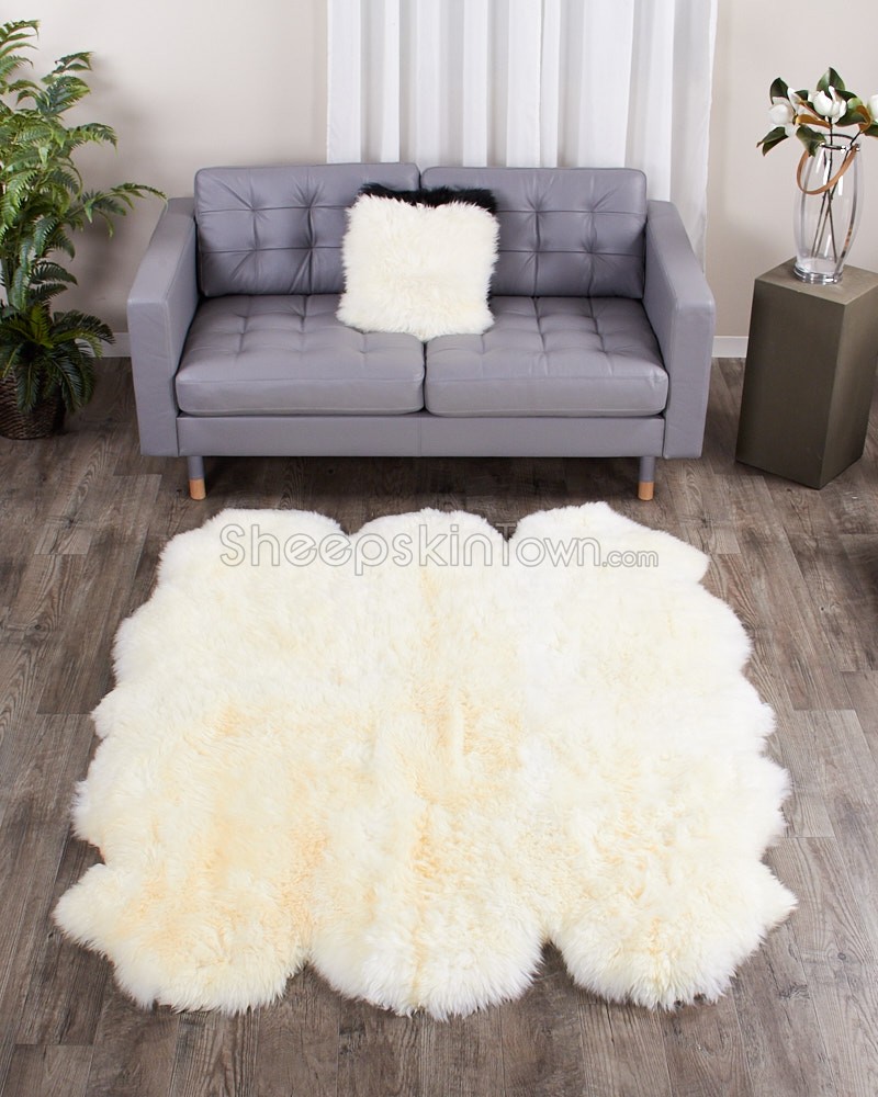 large ivory white sheepskin rug - 6-pelt sexto (5.5x6 ft) NYTQLHA