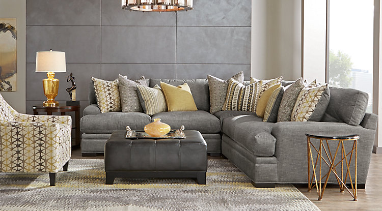 living room sets cindy crawford home palm springs gray 3 pc sectional NXVUWKY