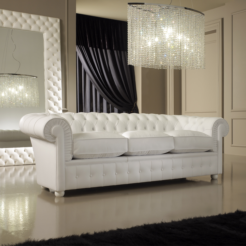 luxury italian premium white leather sofa PTCULAD