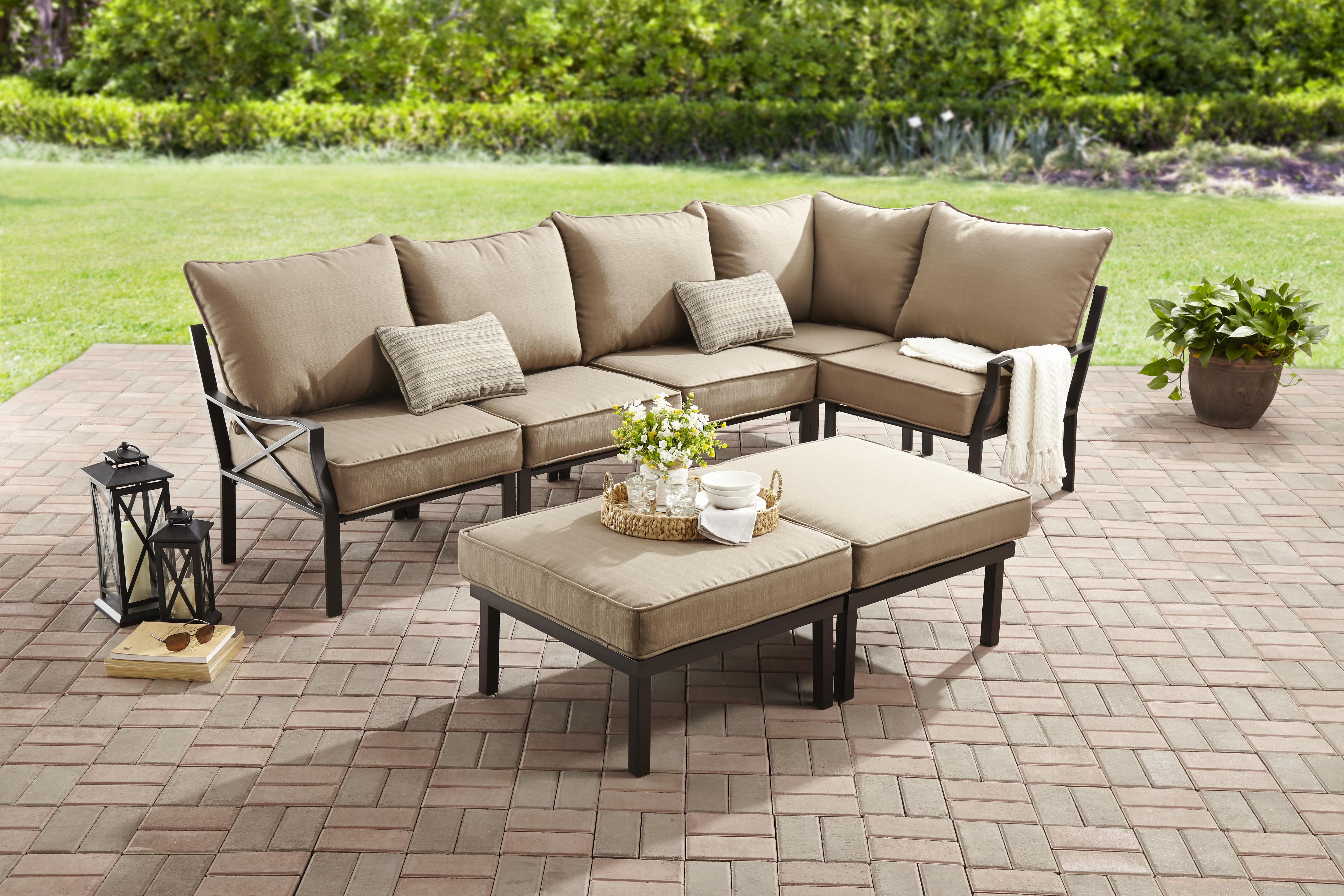 mainstays sandhill 7-piece outdoor sofa sectional set, seats 5 WLHGAZJ