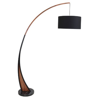 modern floor lamps noah mid - century modern floor lamp with walnut frame and marble base RHGQUEJ