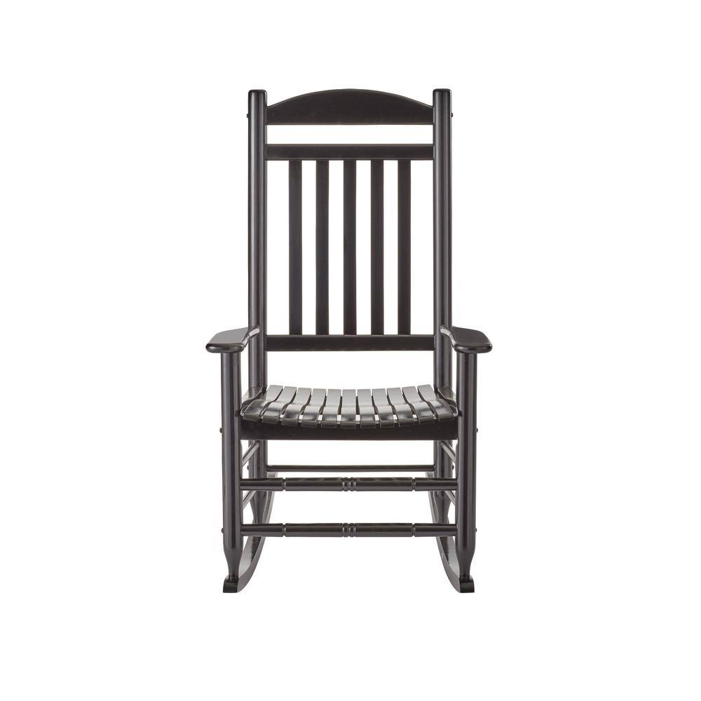 null black wood outdoor rocking chair THFNARM