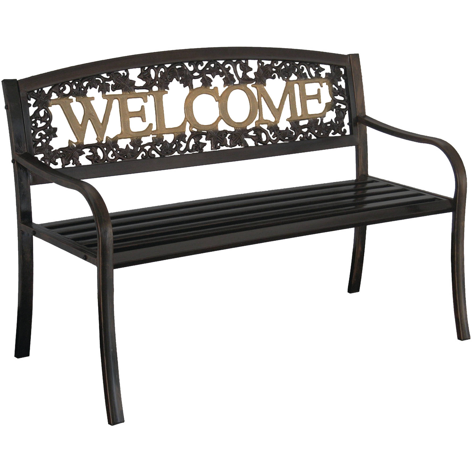 outdoor benches leigh country welcome outdoor garden bench, black/gold - walmart.com LVGEZSM