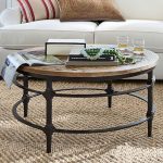 parquet reclaimed wood round coffee table FCYQKAC