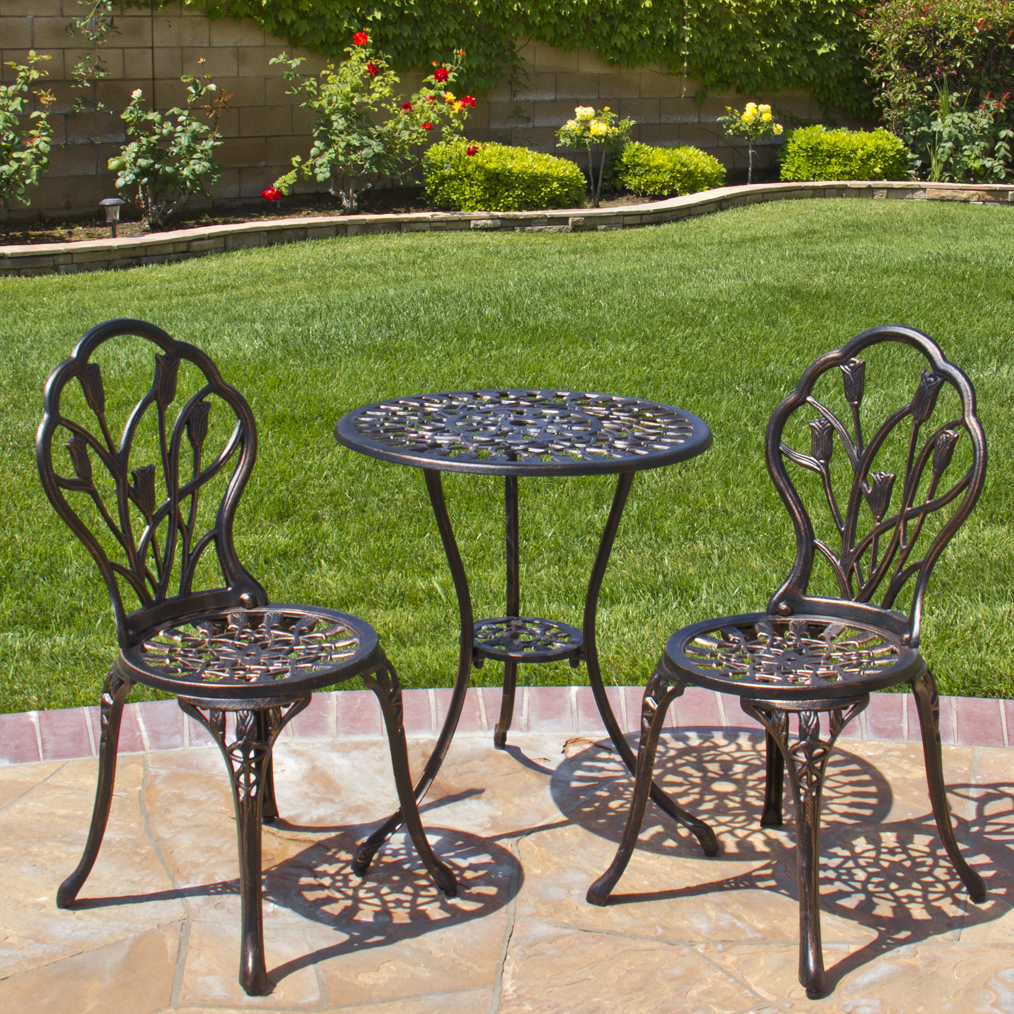 patio bistro set best choice products cast aluminum patio bistro furniture set in antique  copper CHNMDUV