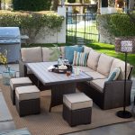 patio dining sets amazon.com : dark brown modern all weather wicker aluminum sofa sectional patio FGQXQAR