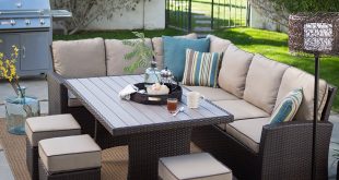 patio dining sets amazon.com : dark brown modern all weather wicker aluminum sofa sectional patio FGQXQAR