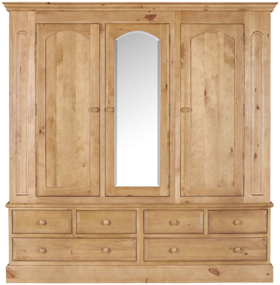 pine wardrobes welland pine triple wardrobe with mirror SUPAXYU