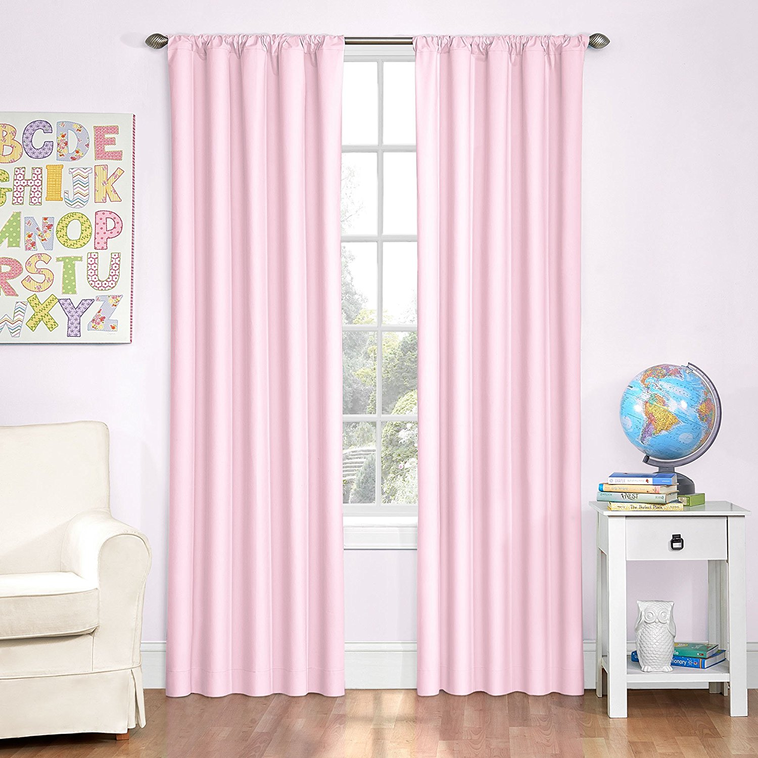 pink curtains amazon.com: eclipse kids microfiber room darkening window curtain panel, 42  by 84-inch, YTJMXZR