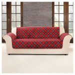 red furniture flair tartan plaid sofa cover - sure fit RASNXCD