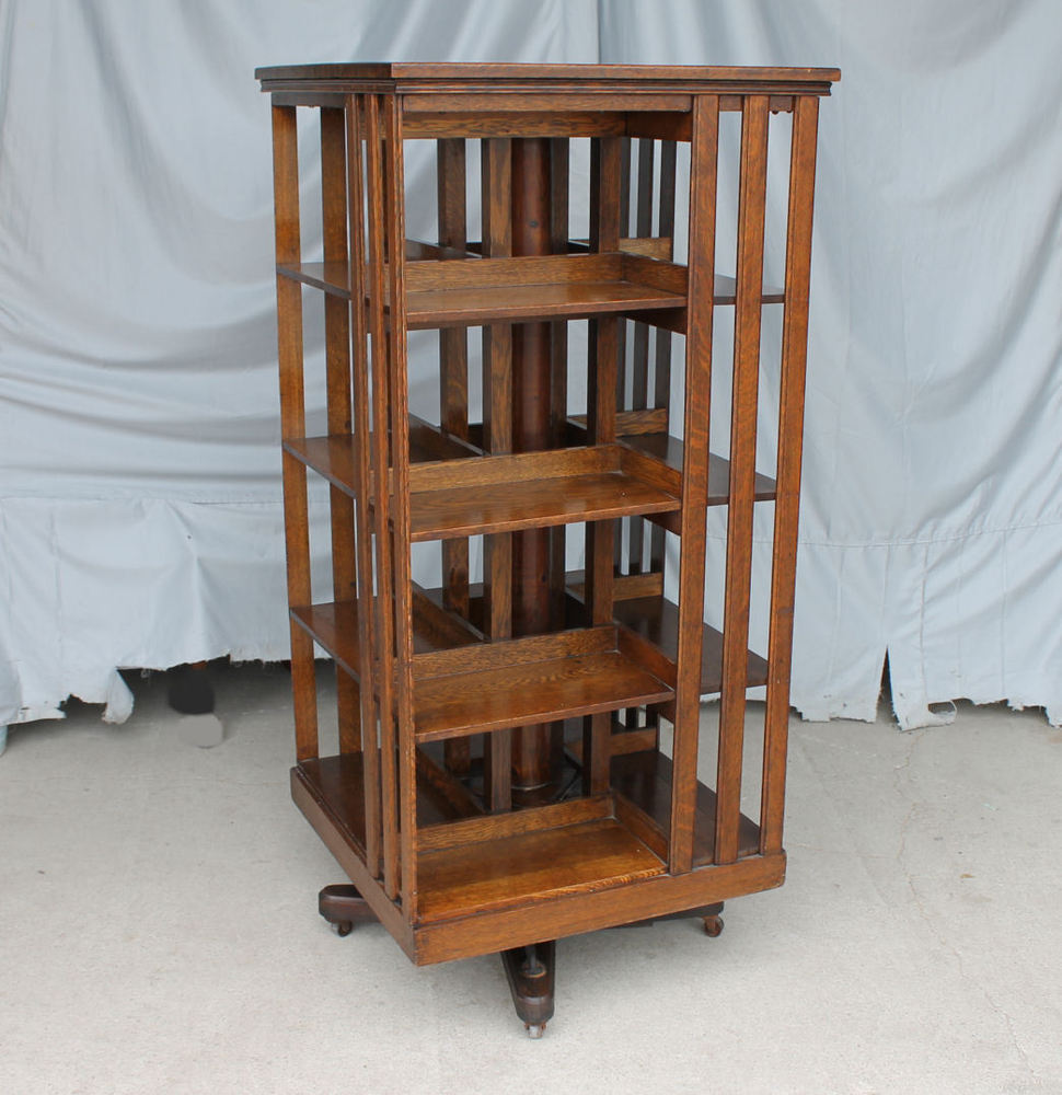 revolving bookcase antique revolving oak bookcase - original finish - danner - mission style MNXUASK