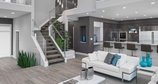 room design ideas inspiration for a contemporary open concept gray floor living room remodel  in QUQZAAK