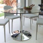 round glass dining table modern round glass table chrome pedestal 4 seater XFYKEVJ