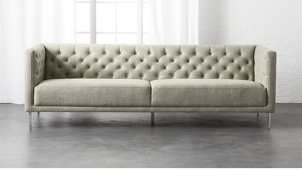 savile grey tufted sofa ... JFXEYCN