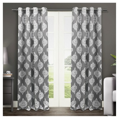 set of 2 / pair medallion blackout thermal grommet top window curtain panels QZERTSX