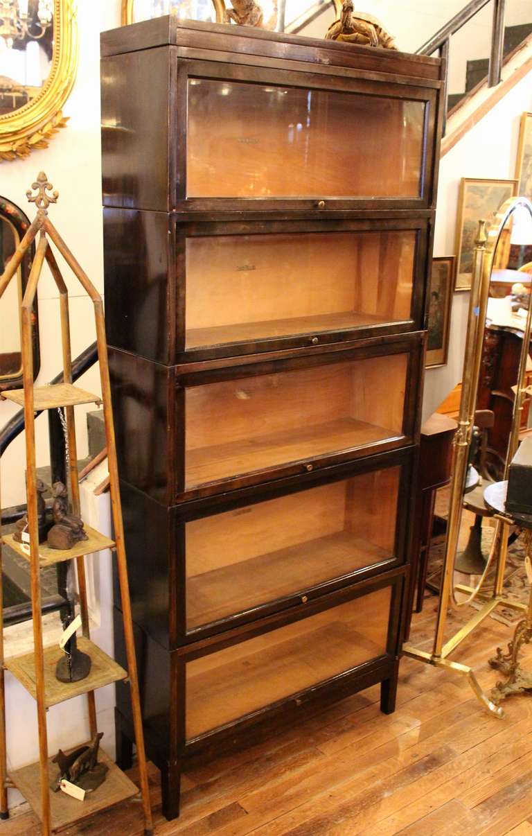 shaw walker antique dark brown barrister bookcase 2 ESADMIF