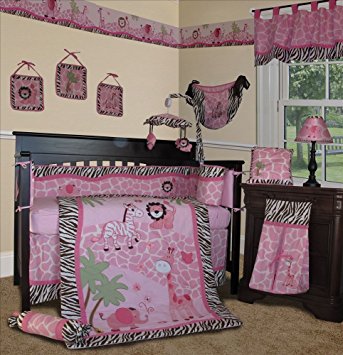 sisi baby girl bedding - pink safari 13 pcs crib nursery bedding JNXCEDV