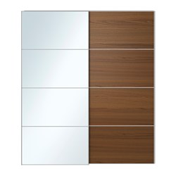 sliding closet doors auli / ilseng pair of sliding doors, mirror glass, brown stained ash veneer HCXFJYK