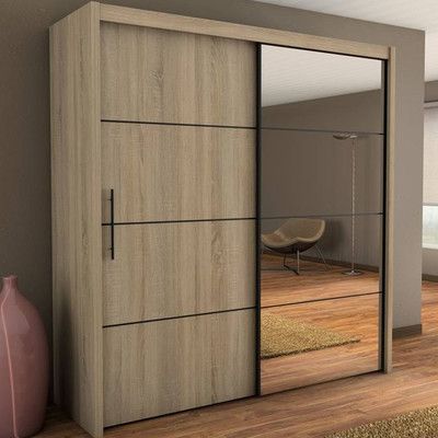 sliding wardrobe sliding door wardrobe,cupboard,finished in modern oak effect comes with 1  mirrored door PINDXEY