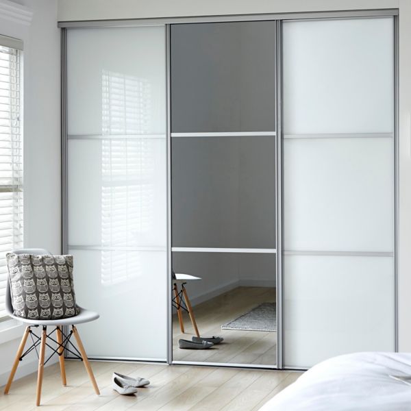 sliding wardrobes classic 2 soft white 1 mirror QIHMRWI