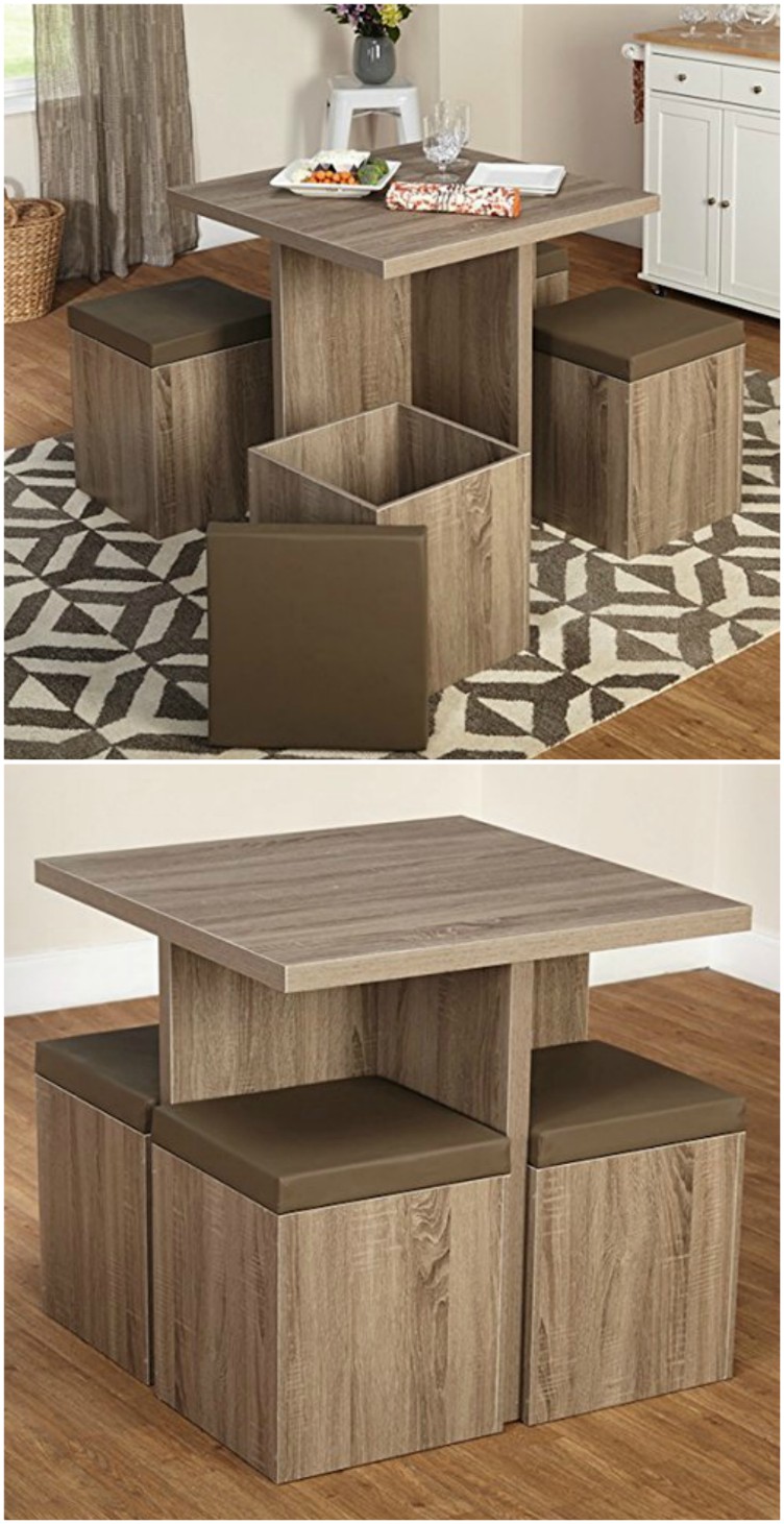 small dining table dining table with four storage ottomans ($182.31). this small table is  ideal YYAIFUP