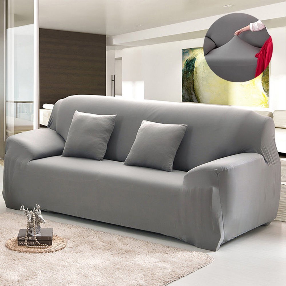 sofa cover amazon.com: bluecookies stretch arm elastic sofa slipcover, grey: home u0026  kitchen GWZQRPX