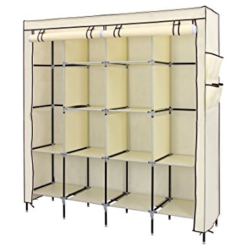 songmics 67 clothes closet portable wardrobe clothes storage rack 12  shelves 4 YDRCLET