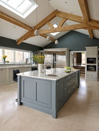 spacious open plan kitchen - tom howley love the open beams on the JMYVWRR