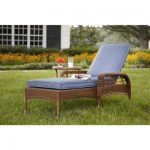 spring haven brown all-weather wicker outdoor patio chaise lounge with sky  blue XNFHWTW