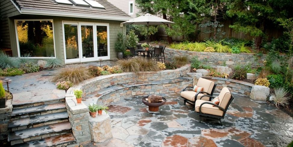 stone patio gregg and ellis landscape designs UKVGXEF
