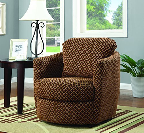 swivel chairs for living room coaster home furnishings 900405 diamond pattern contemporary swivel accent  arm chair, brown NXZJOYQ