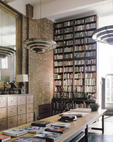 tall bookshelves an inudstrial chic style office with vintage file cabinets and  floor-to-ceiling bookshelves BESCHGA