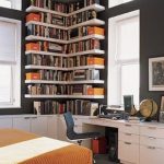 tall bookshelves nice use of tall floating bookshelves in home office with OFEHESI