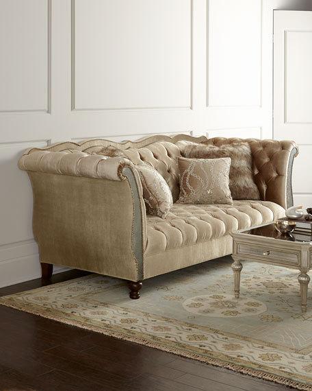 tufted sofas haute house leslie mirrored tufted sofa ABYTKGN