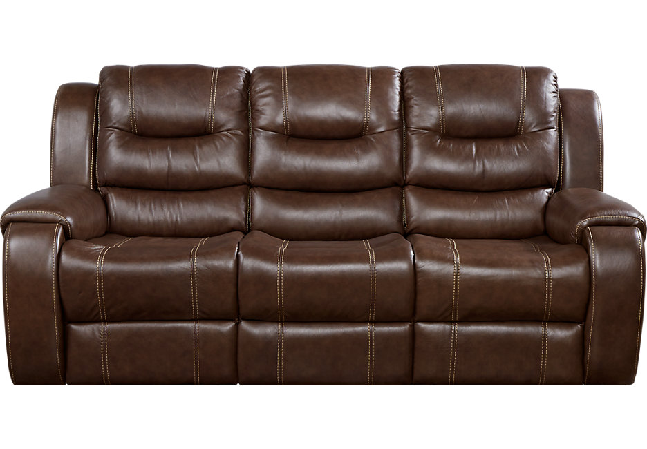 veneto brown leather reclining sofa - leather sofas (brown) QSIETKA