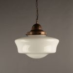 vintage lighting school house pendant ceiling light, opal glass shade, vintage retro lighting DVLMEYA