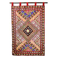 wall hangings handcrafted cotton applique wall hanging from india - diamond glamour |  novica CAUESBU