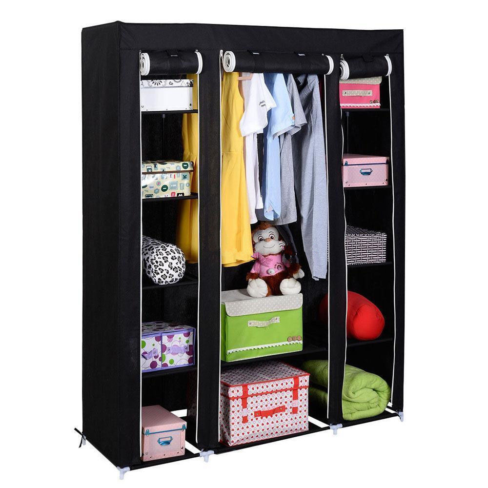 wardrobe closet 53u0027u0027 portable closet wardrobe clothes rack storage organizer with shelf  black closet ASPIXDN