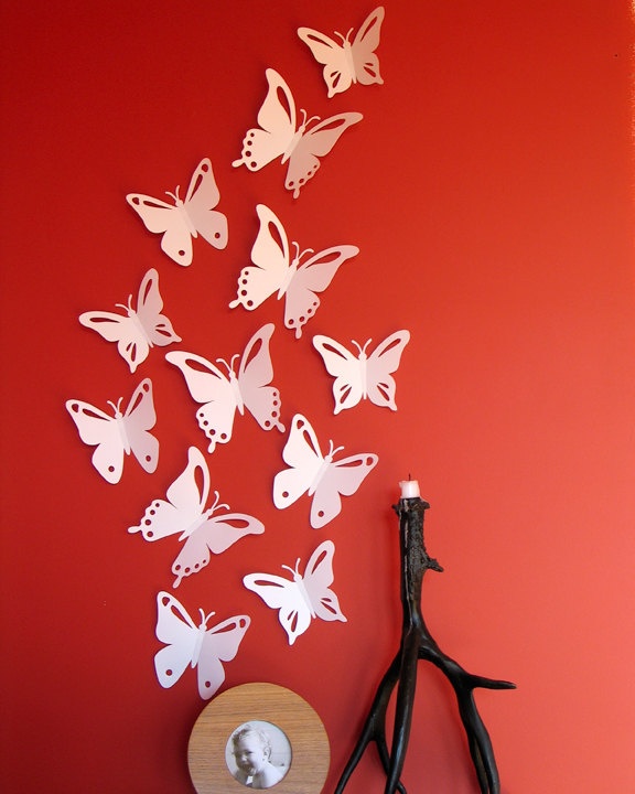 white butterfly wall decor 3d....on pink wall :) ZGAHYRM