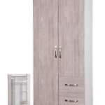 white wardrobes 2 door wardrobe | 2 drawers combi | grey oak high gloss u0026 ICPFGXQ