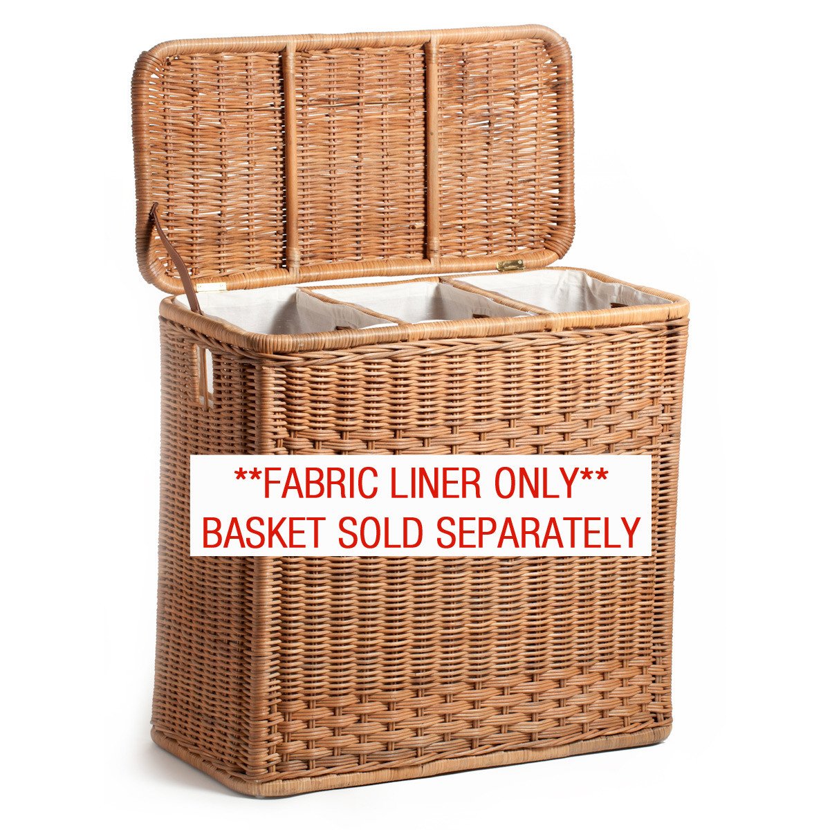 wicker laundry basket fabric liner for 3-compartment wicker laundry hamper, basket sold  separately | the LJACWCK