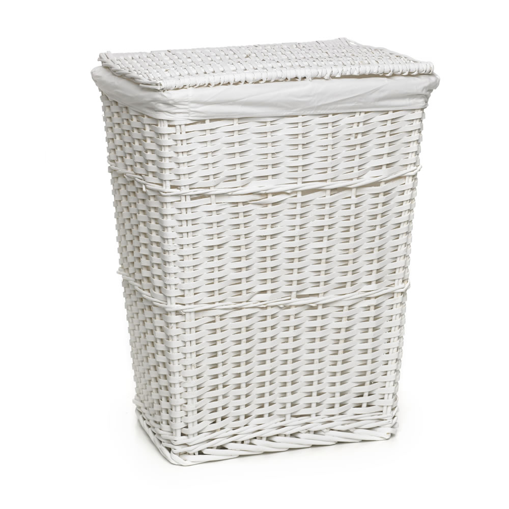 wicker laundry basket wilko split wood laundry hamper white LJZIYXO