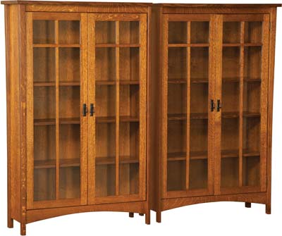 wood bookcases arts and crafts double bookcase with four doors KZXLPPY